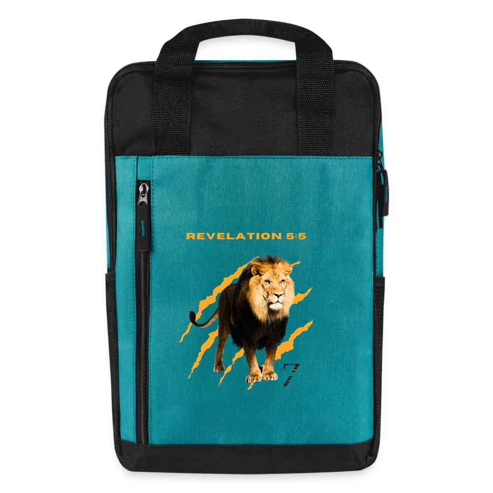 Lion of Judah Laptop Backpack - heather teal/black