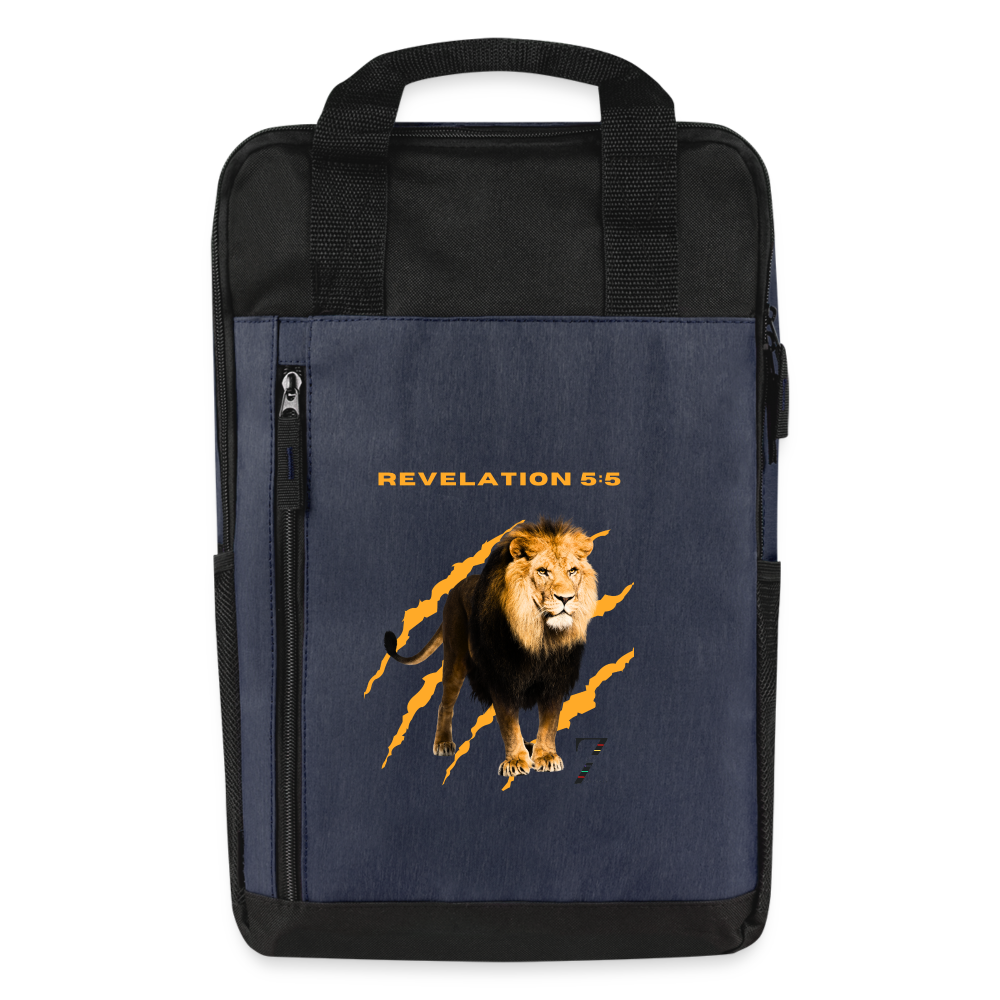 Lion of Judah Laptop Backpack - heather navy/black